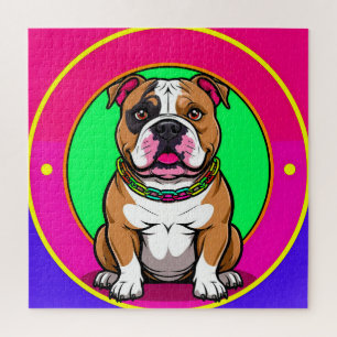 Englische Bulldogge auf einem lebendigen Hintergru Puzzle