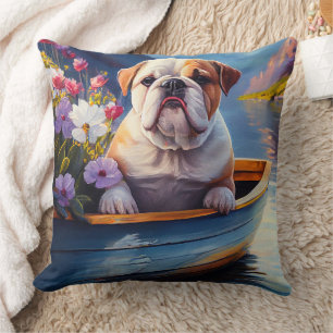 Englische Bulldogge auf einem Paddel: Ein landscha Kissen