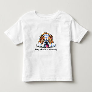 Englische Bulldogge, die entzückende Weg-Leine Kleinkind T-shirt