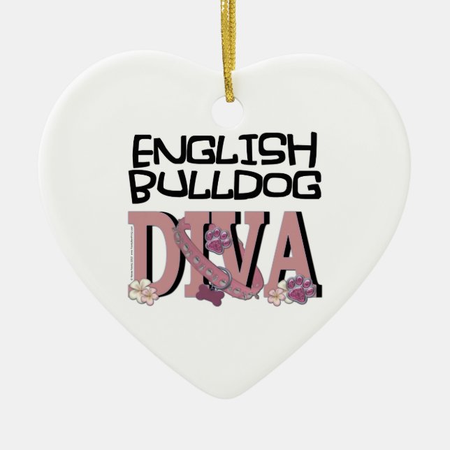 Englische Bulldogge DIVA Keramik Ornament (Vorne)
