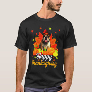 Englische Bulldogge Frohes Erntedankfest T-Shirt