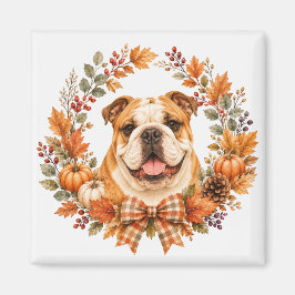 Englische Bulldogge Herbstkranz Magnet