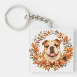 Englische Bulldogge Herbstkranz Schlüsselanhänger