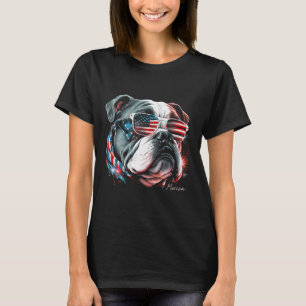 Englische Bulldogge Hund 4. Juli Amerikanische Fla T-Shirt