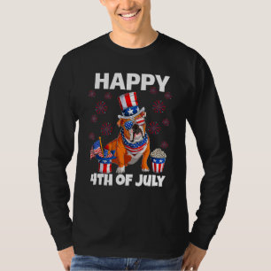 Englische Bulldogge Hund Amerikanische Flagge Glüc T-Shirt