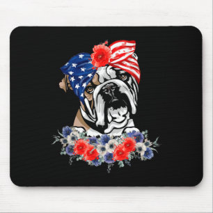 Englische Bulldogge Hund Amerikanische Flagge Patr Mousepad