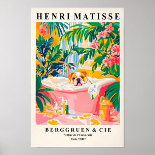 Englische Bulldogge in der Badewanne, Lustige Bade Poster