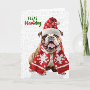 Englische Bulldogge Lustige Flöhe Navidog Weihnach Feiertagskarte