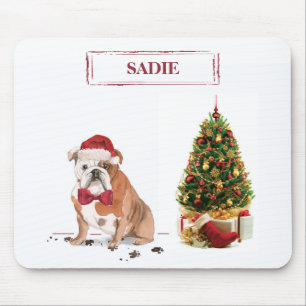 Englische Bulldogge Lustiger Weihnachtshund mit Ba Mousepad