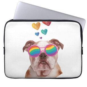 Englische Bulldogge mit Herzen Valentinstag  Laptopschutzhülle