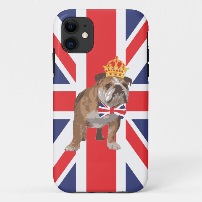 Englische Bulldogge mit Kronen-und Case-Mate iPhone Hülle (Rückseite)