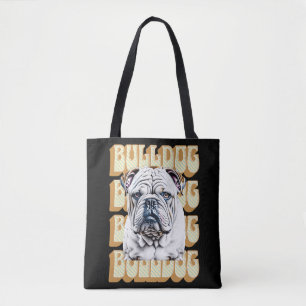 Englische Bulldogge mit Retro-Schrift