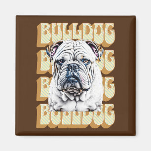 Englische Bulldogge mit Retro-Schrift Magnet