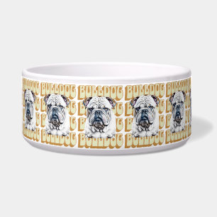 Englische Bulldogge mit Retro-Schrift Napf
