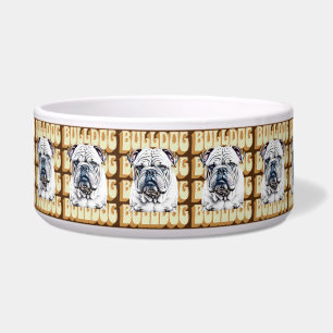Englische Bulldogge mit Retro-Schrift Napf