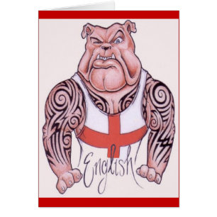 Englische Bulldogge mit Stammes- Tätowierung
