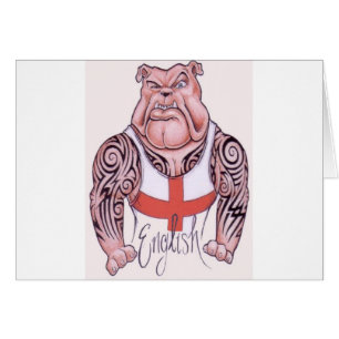Englische Bulldogge mit Stammes- Tätowierungen
