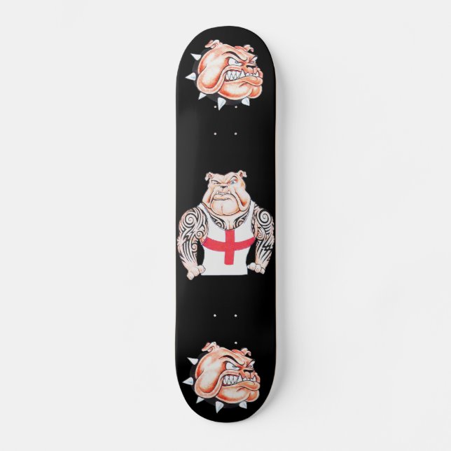 Englische Bulldogge mit Stammes- Tätowierungen Skateboard (Vorderseite)