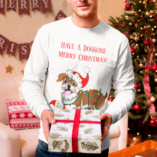 Englische Bulldogge mit Weihnachtsbeleuchtung T-Shirt