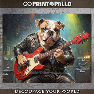Englische Bulldogge-Musiker beim Gitarrespielen - Seidenpapier