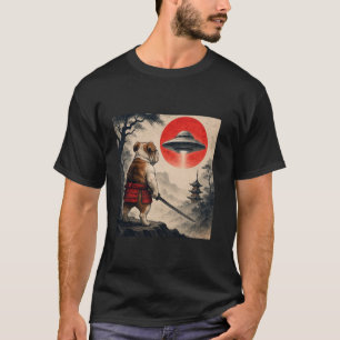 Englische Bulldogge Samurai UFO Vintage Japanische T-Shirt