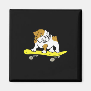 Englische Bulldogge Skateboard fahrender Hund Skat Magnet