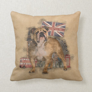 Englische Bulldogge und England Skizze Kissen