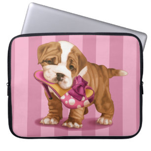 Englische Bulldogge und Schuh Laptopschutzhülle