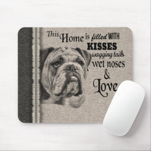 Englische Bulldogge Vintage-Porträt süße Zitate Mousepad