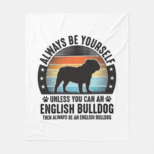 Englische Bulldogge Vintage Sonnenuntergang Hunde  Fleecedecke