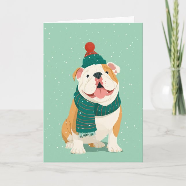 Englische Bulldogge Weihnachtsgrüße Karte (Vorderseite)
