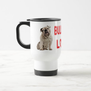Englische Bulldogge Welpe Hund Rotes Liebesherz Reisebecher