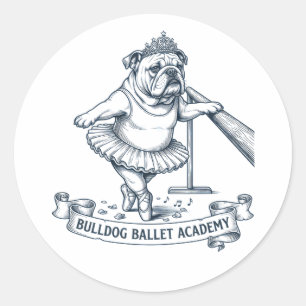 Englische Bulldoggen-Ballett Lustiger Hund Balleri Runder Aufkleber