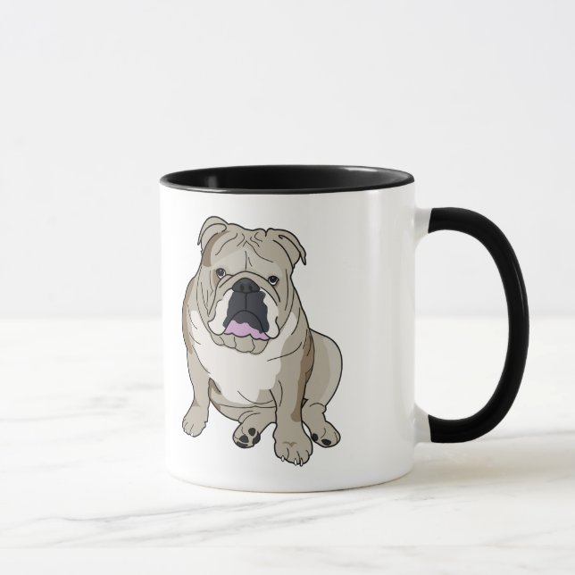Englische Bulldoggen-Illustration auf Kaffee-Tasse Tasse (Rechts)