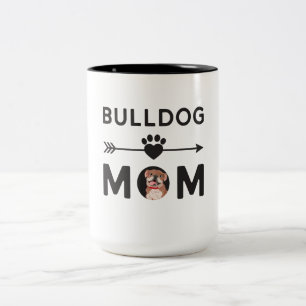 Englische Bulldoggen-Mama lustige Lovesr Zweifarbige Tasse