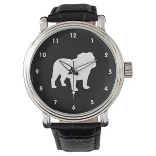 Englische Bulldoggen-Silhouette Armbanduhr