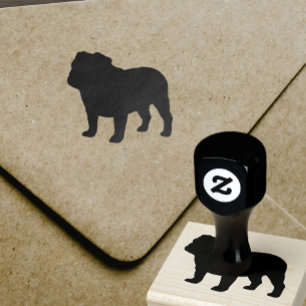 Englische Bulldoggen-Silhouette Gummistempel