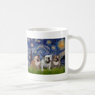 Englische Bulldoggen-Trio - Sternennacht Kaffeetasse