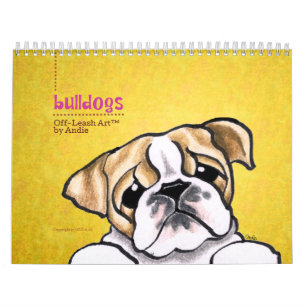 Englische Bulldoggen Weg-Leine Art™ Vol. 1 Kalender