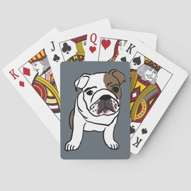 Englische Bulldoggen-Welpen-Schoßhund-Illustration Spielkarten (Rückseite)