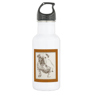 Englische Bulldoggenhundekunst gezeichnet von den Trinkflasche