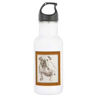 Englische Bulldoggenhundekunst gezeichnet von den Trinkflasche