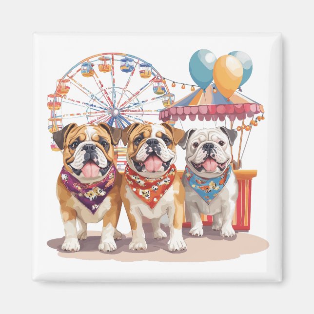 Englische Bullhunde im Karneval Magnet (Vorne)