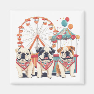 Englische Bullhunde im Karneval Magnet