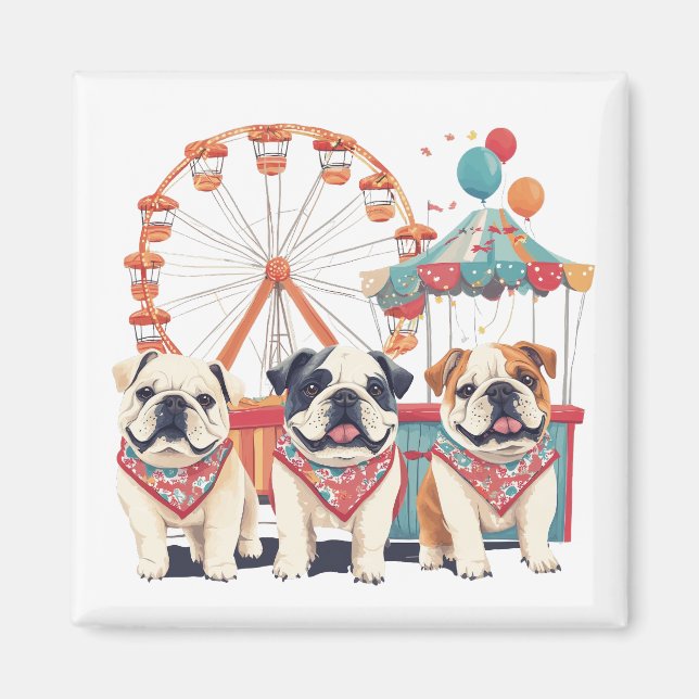 Englische Bullhunde im Karneval Magnet (Vorne)