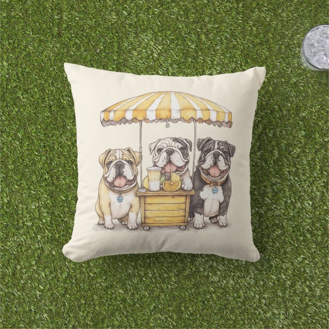 Englische Bullhunde laufen auf einer Limonade Kissen (Golfball-Marker)