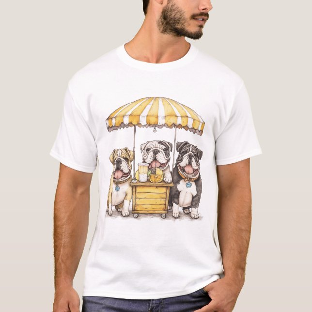 Englische Bullhunde laufen auf einer Limonade T-Shirt (Vorderseite)