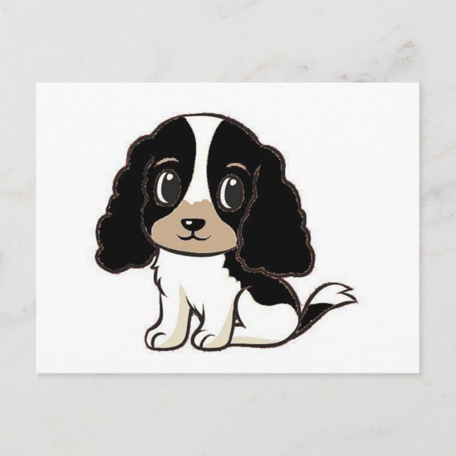 englische Cocker spaniel Schwarz-weiß und tan Cart Postkarte (Vorderseite)