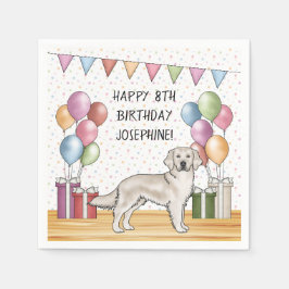 Englische Creme Golden Retriever farbenfroher Gebu Serviette