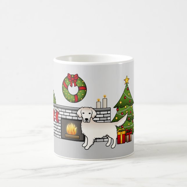 Englische Creme Golden Retriever in einem Weihnach Kaffeetasse (Mittel)
